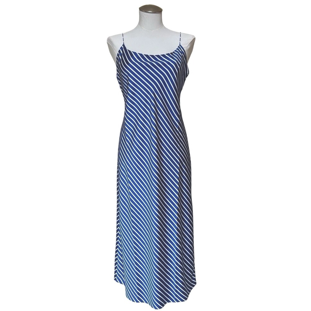 J. Crew Gwyneth Slip‎ Dress in Stripe Luster Charmeuse Sz  14 Adjustable Straps